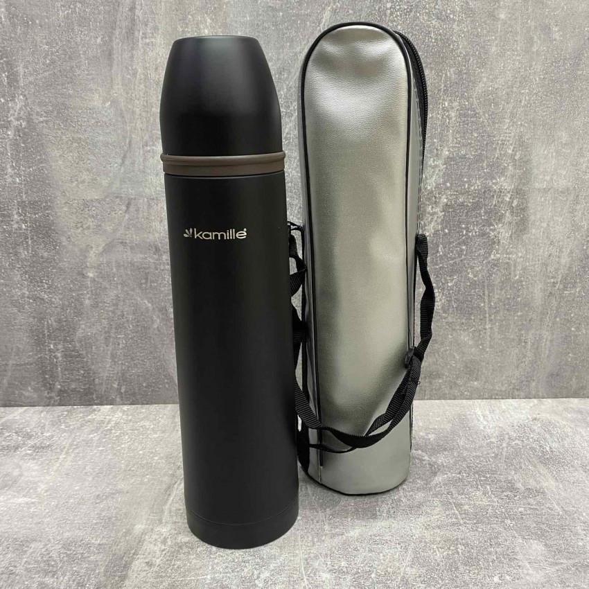 Термос Kamille KM-2059B с пластиковой коричневой вставкой из нержавеющей стали 1 л Black (1759130432)