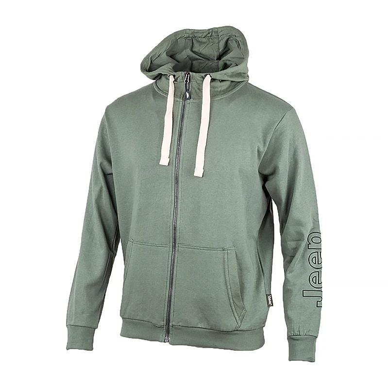 Толстовка чоловіча JEEP HOODED SWEATSHIRT FULL ZIP Sleeve Embroidery XL Хакі (O102571-E850 XL)