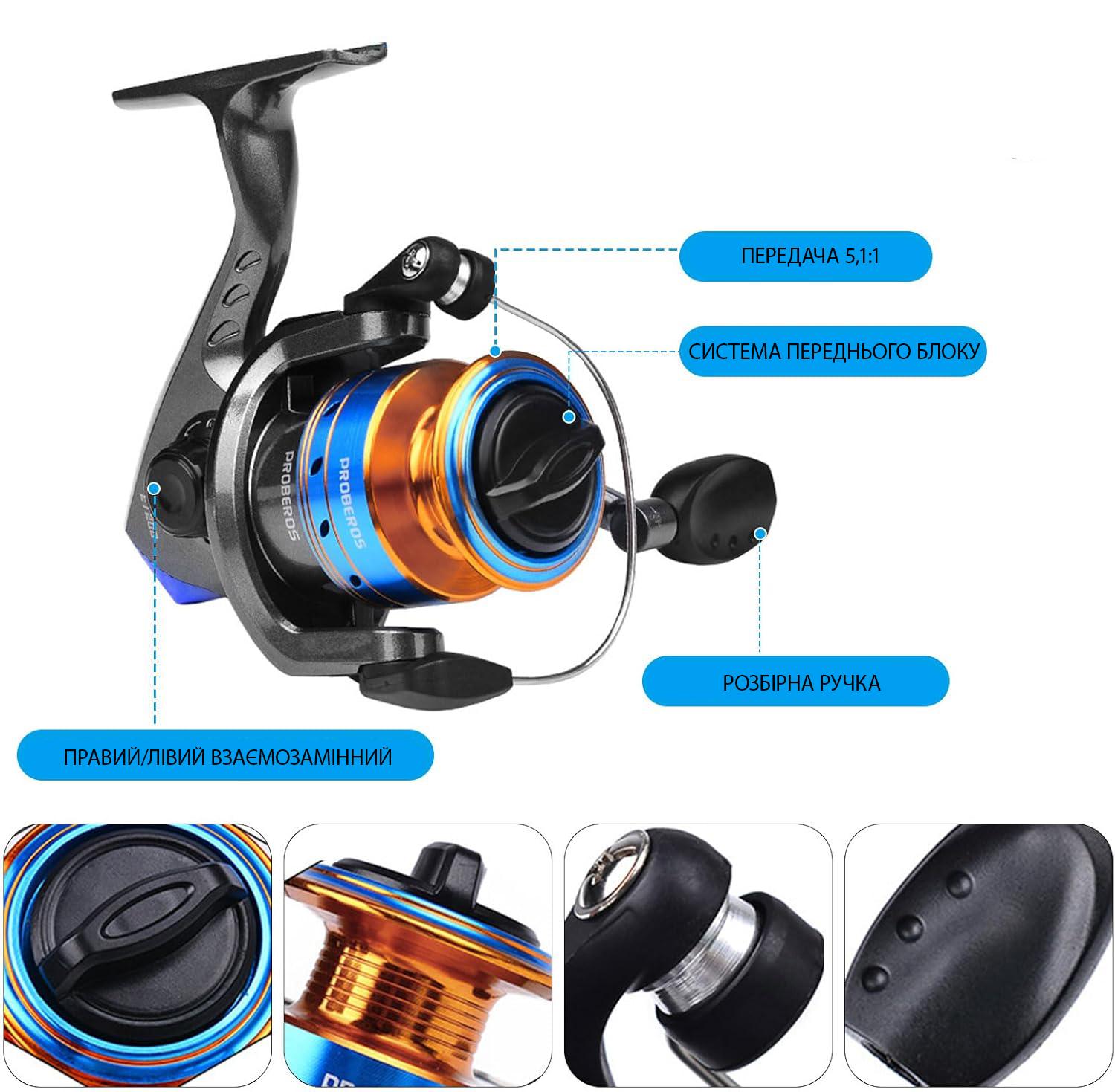 Набір для риболовлі PROBEROS з приманкою/гачками/сумкою/вудкою 2,4 м (25264772) - фото 3