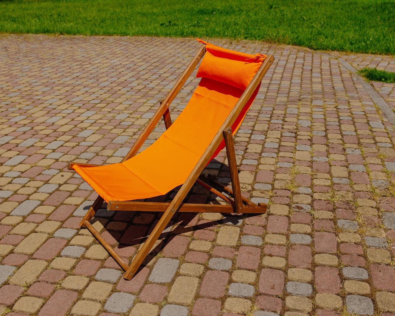 Шезлонг для дачи тканевый XRmaster с подушкой Оранжевый/Коричневый (0001761)