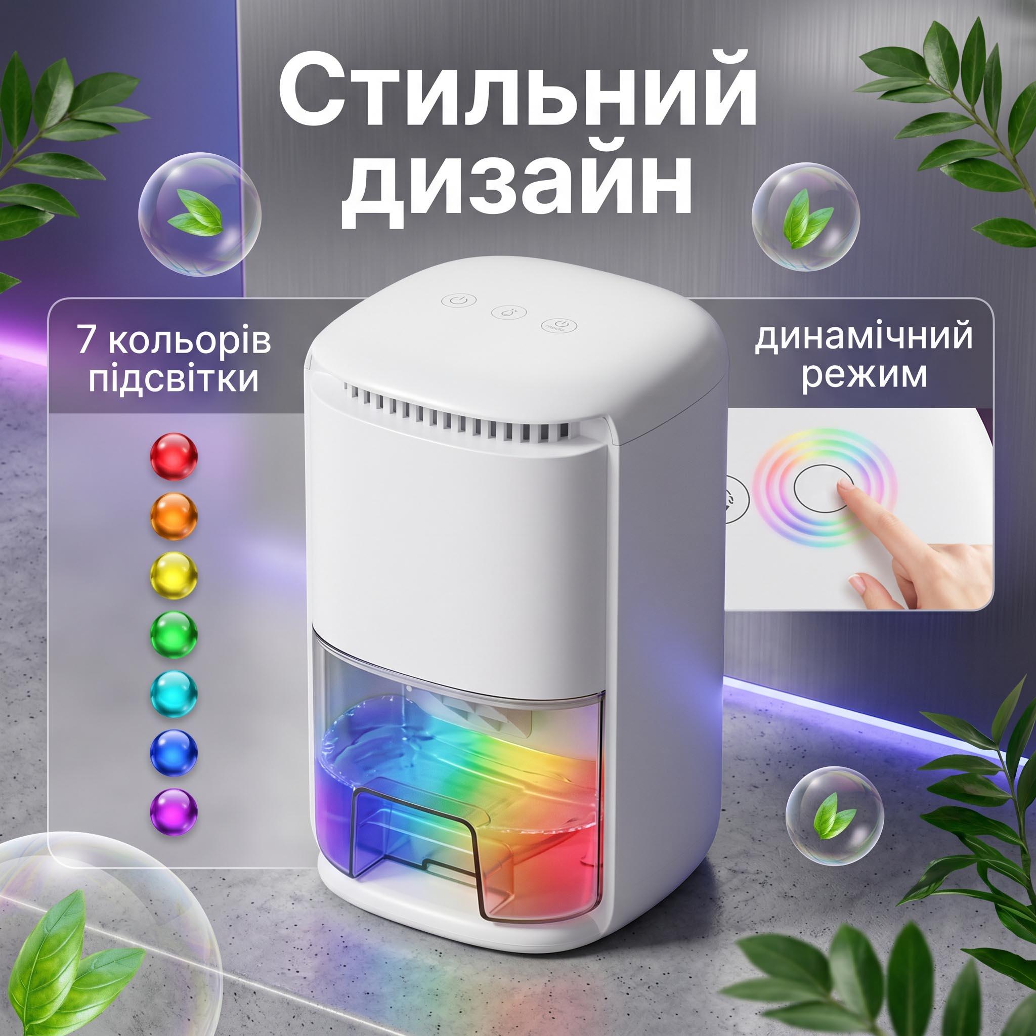 Осушувач та очищувач повітря 250 мл/добу 1000 мл 24 м2 Білий (0277-0001) - фото 8
