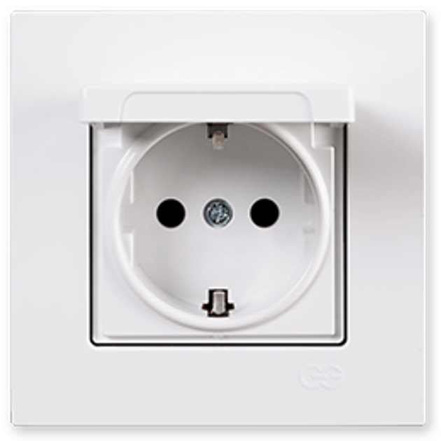 Розетка одинарна Gunsan Eqona 1401100100117 із заземленням і кришкою Білий Розетка одинарна Gunsan Eqona 1401100100117 із заземленням і кришкою Білий