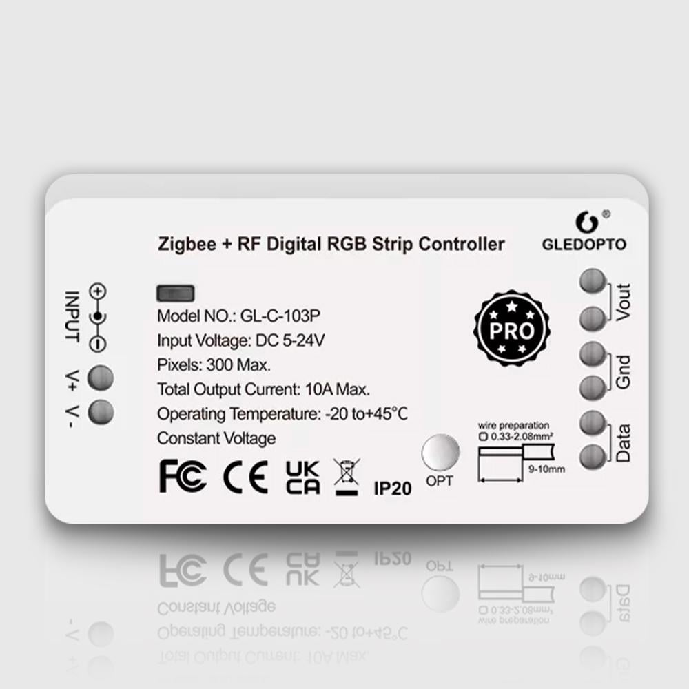 Светодиодный контроллер Tuya Smart Gledopto для адресных лент ZigBee (GL-C-103P)