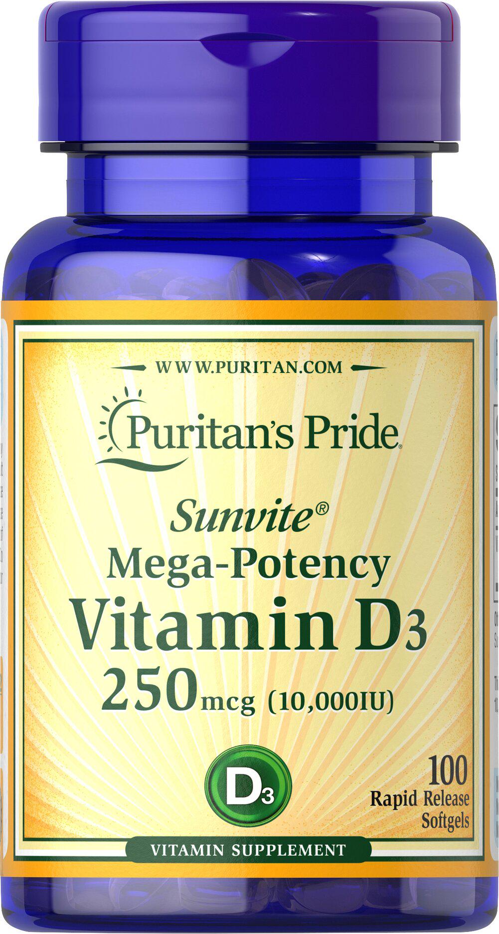 Витамин Д3 Витамины Puritan's Pride Vitamin D3 250 мг /10,000 IU/ 100 SGL