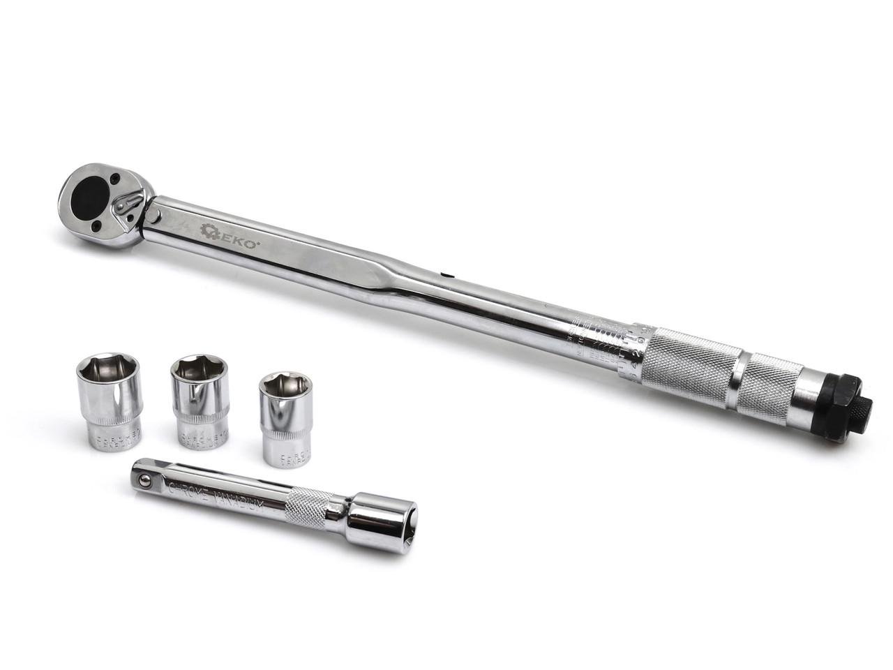 Ключ динамометриичний GeKo 1/2 28-210 Nm з головками і подовжувачем (G10064) Ключ динамометриичний GeKo 1/2 28-210 Nm з головками і подовжувачем (G10064)