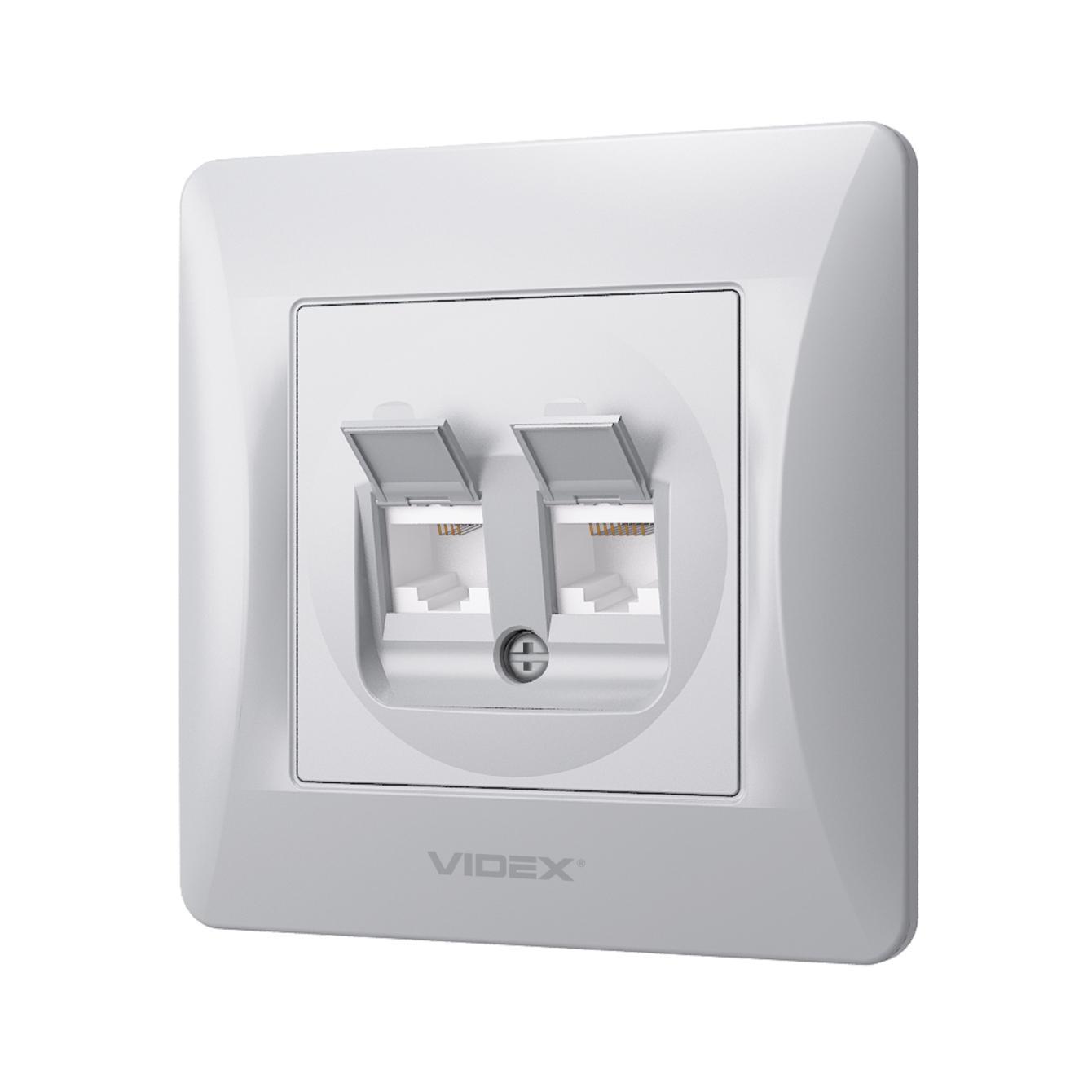 Розетка двойная Videx CAT6+CAT3 binera Серебряный шелк Розетка двойная Videx CAT6+CAT3 binera Серебряный шелк