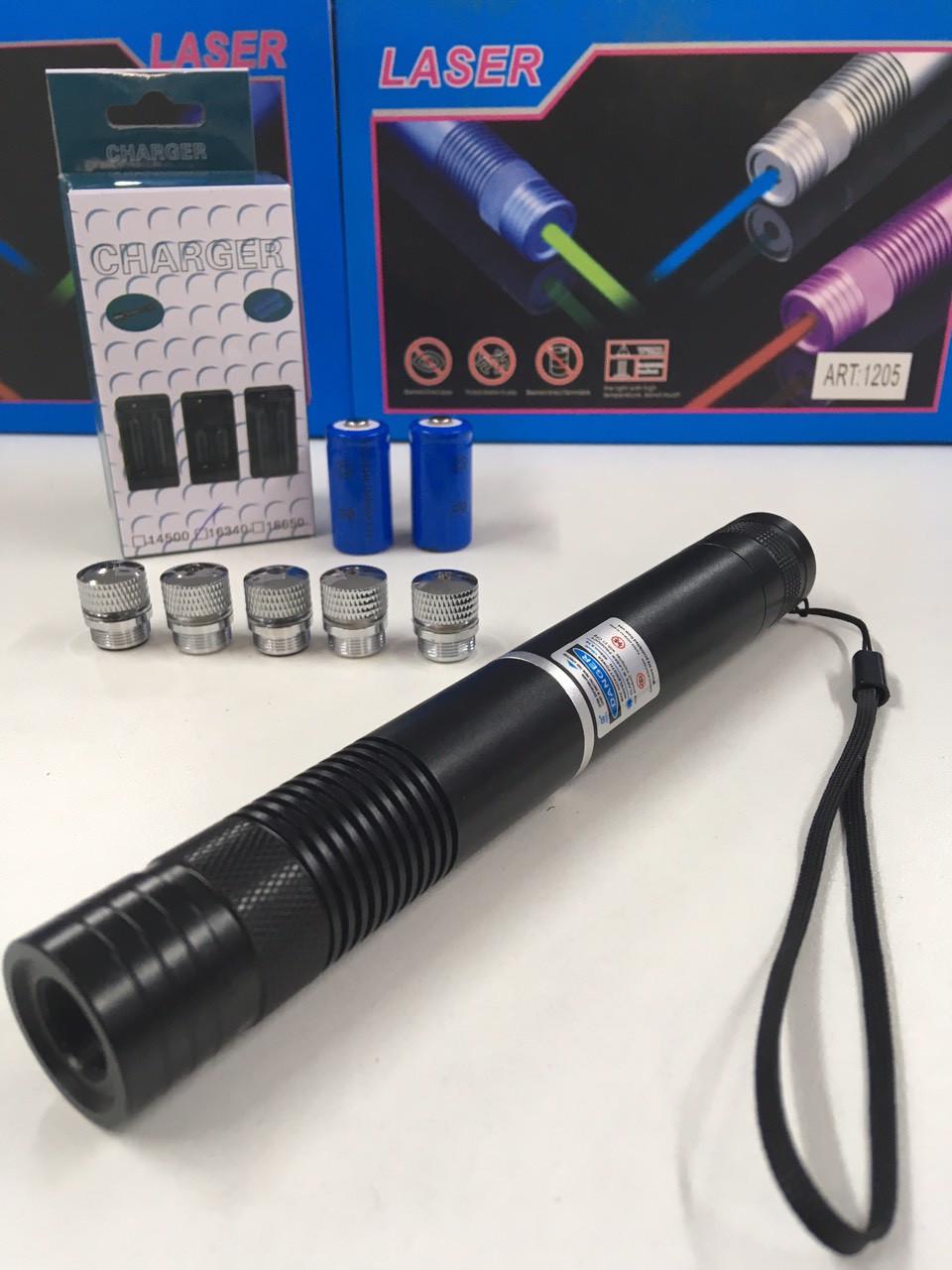 Лазерна указка UKC синій промінь до 50 км акумулятори 2х16340/5 насадок/металевий корпус 10000 мВт Чорний (22981457) - фото 2 Лазерна указка UKC синій промінь до 50 км акумулятори 2х16340/5 насадок/металевий корпус 10000 мВт Чорний (22981457) - фото 2