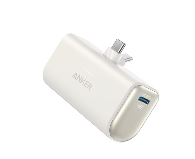 Повербанк Anker Nano із вбудованим складаним роз’ємом USB Type-C 22,5W 5000 mAh White