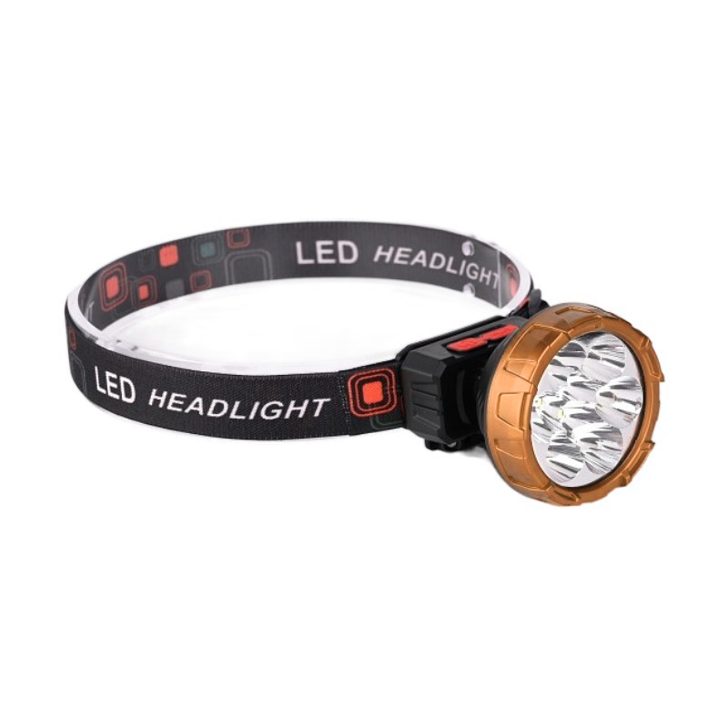 Налобный фонарь светодиодный XBalog 9LED аккумуляторный/3 режима/влагозащита/поворот 180° Золотой (088497e7)