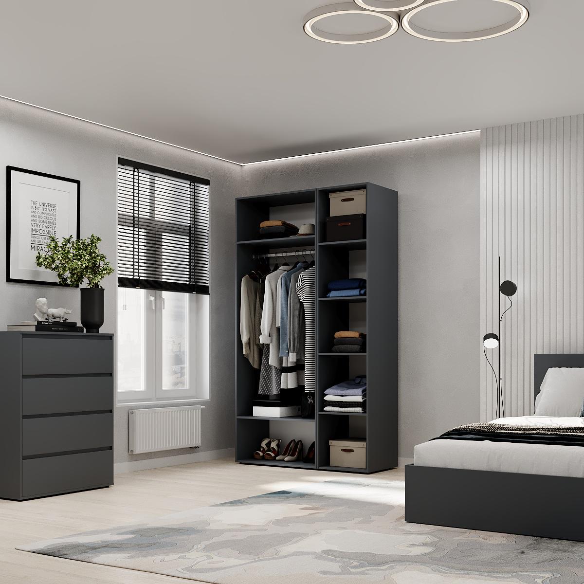 Шкаф распашной комбинированный ART IN HEAD №12 Light 1200x500x2200 мм Графит серый (GALTK0127000000) - фото 4 Шкаф распашной комбинированный ART IN HEAD №12 Light 1200x500x2200 мм Графит серый (GALTK0127000000) - фото 4