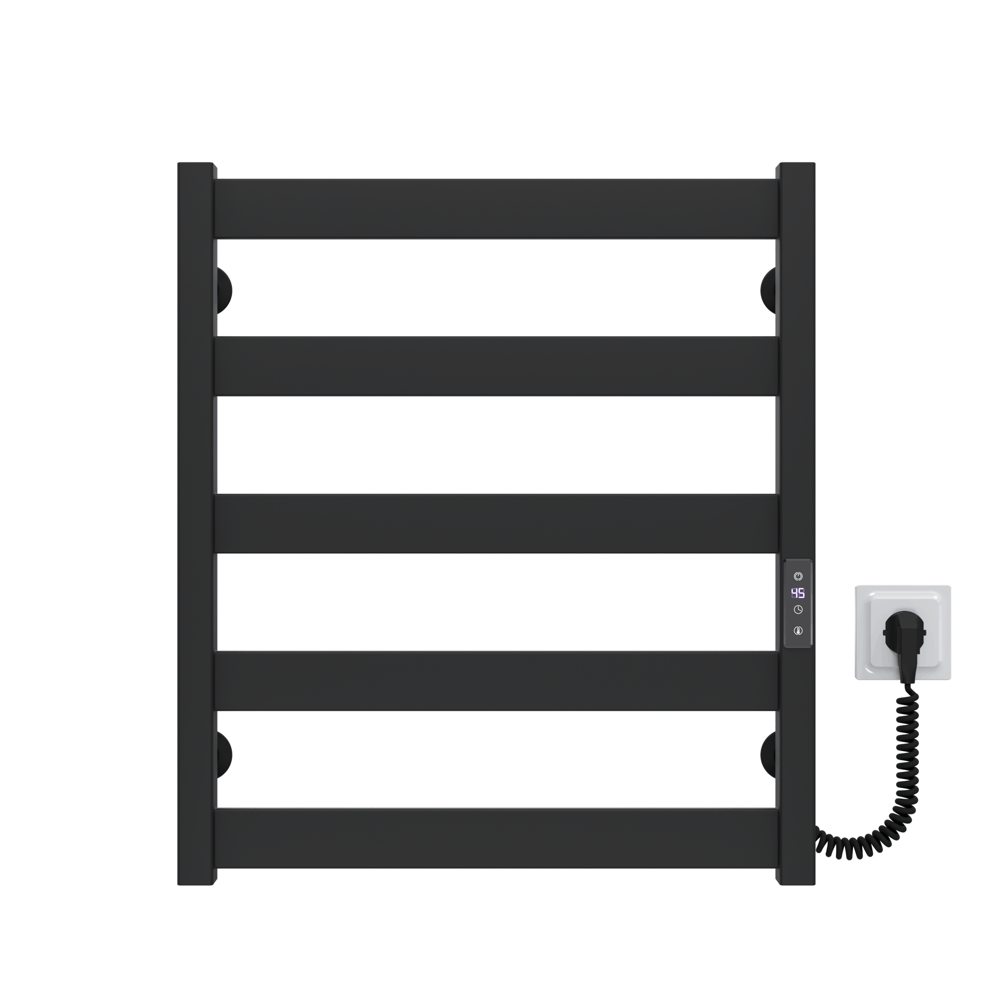 Полотенцесушитель электрический Deffi Silvia П5 JD04 правое подключение нержавеющая сталь 500х600 E мм Черный (A.SV.60.50.5.E.B.R.2)