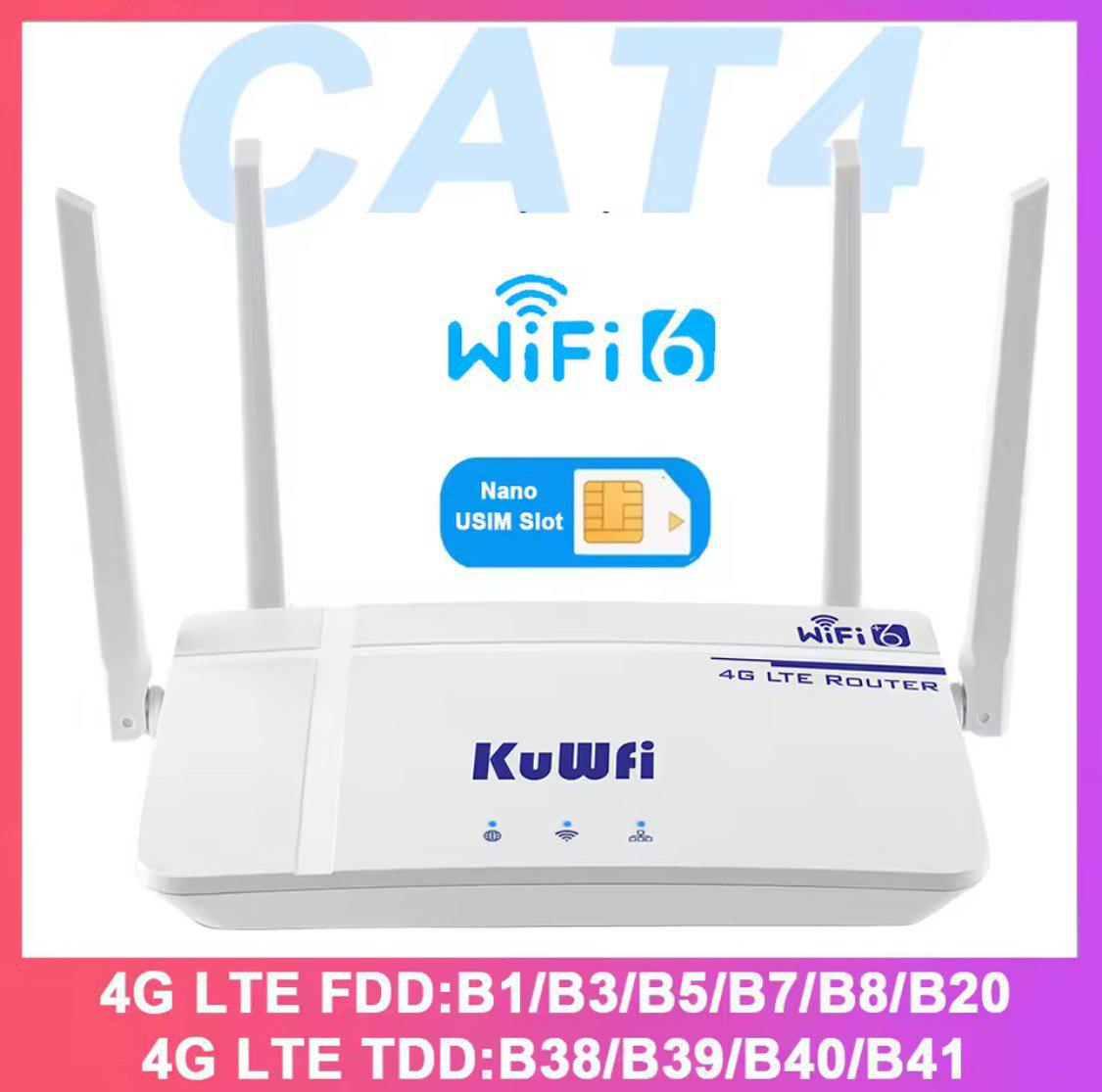 Маршрутизатор KuWfi CAT4 4G LTE SIM WAN/LAN Wireless Router WIFI6 - фото 7
