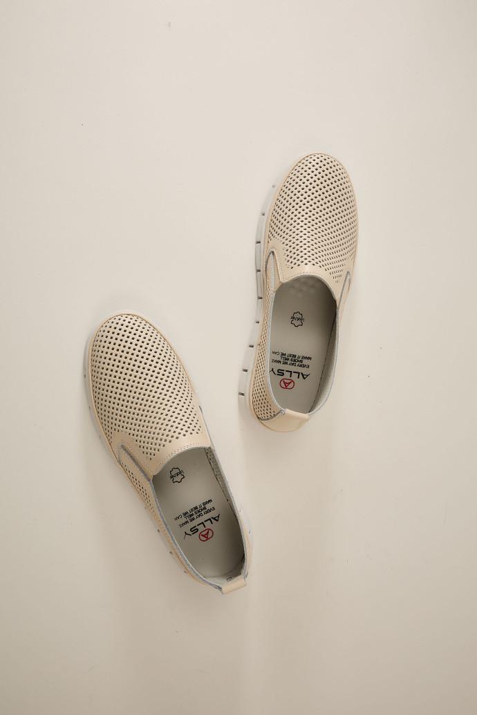 Мокасини жіночі ALLSY шкіряні р. 40 Бежевий (195160) - фото 3