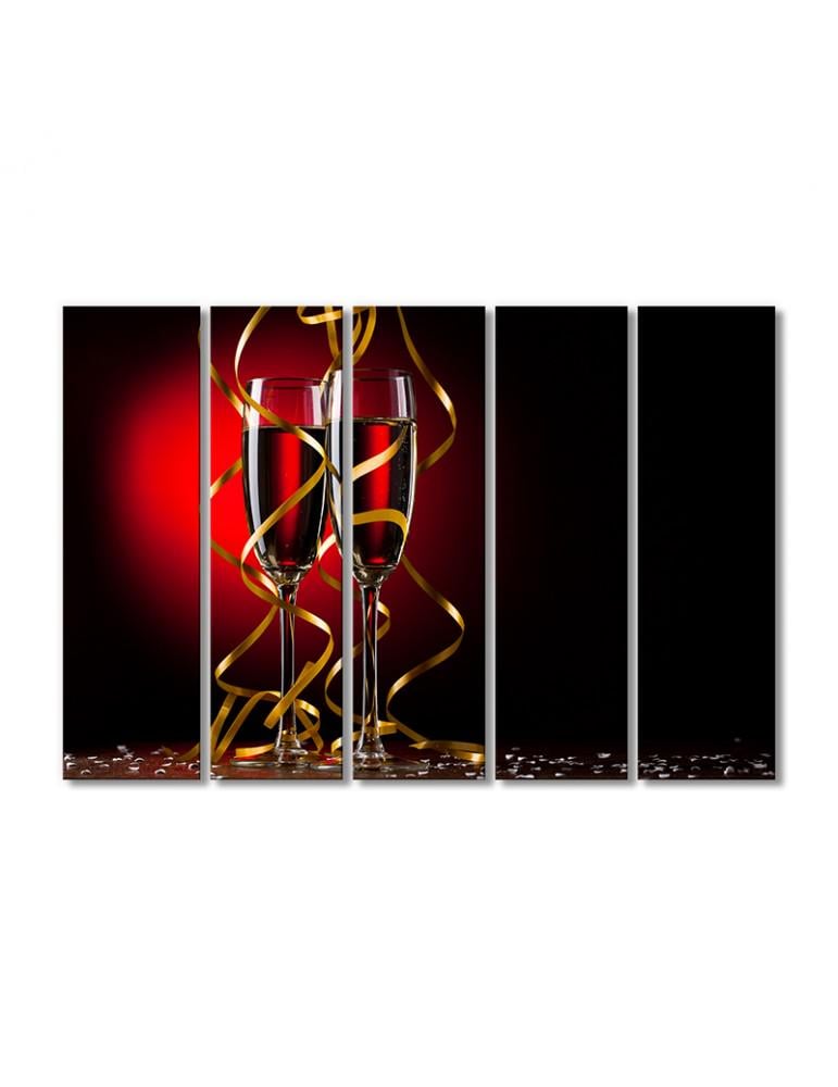 Картина модульная Праздничные бокалы 5 модулей 80x120 см
