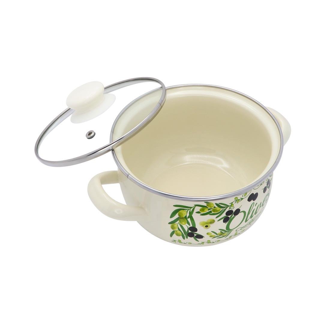 Кастрюли эмалированные Interos Греческая оливка 3 шт. - фото 4