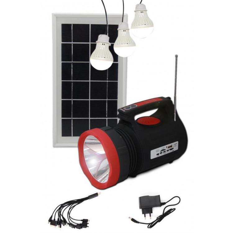 Солнечная панель и фонарь GS-540 FM/Bluetooth/MP3/3 лампы/USB
