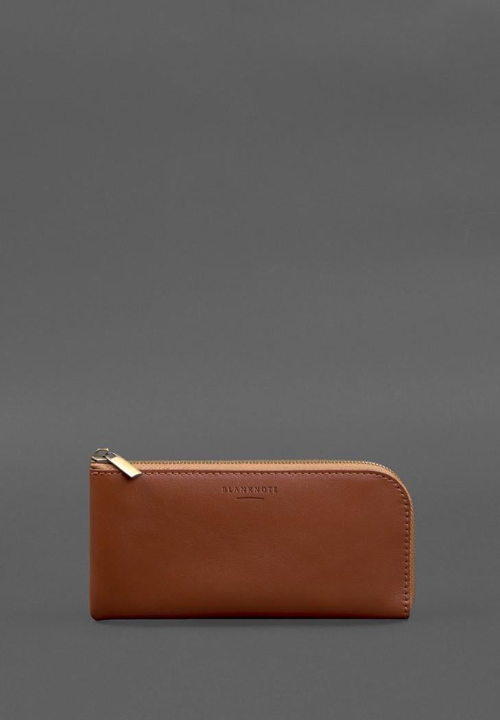 Портмоне-купюрщик шкіряне на блискавці 14.1 Світло-коричневий (A-028609)