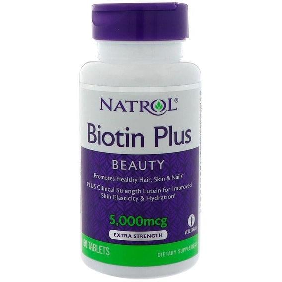 Биотин Natrol Plus Beauty Extra Strength 5000 mcg 60 Tabs