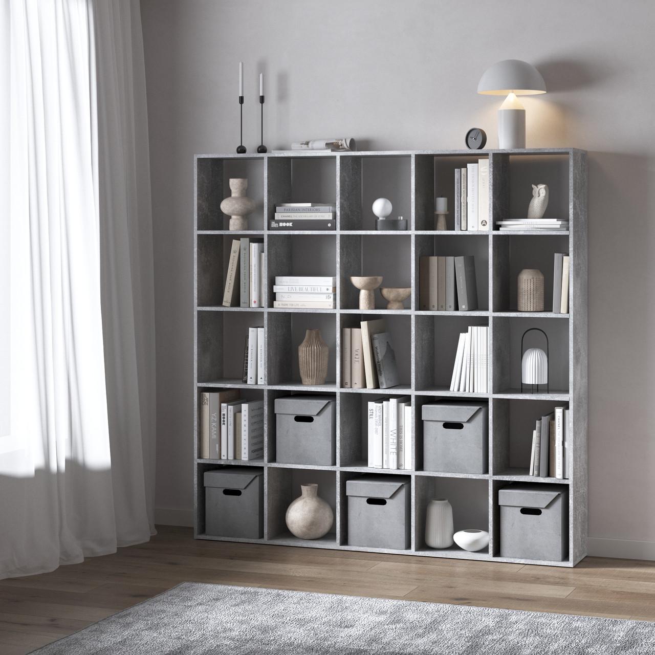 Стелаж VAYS M-4 книжкова полиця з 25 комірками ЛДСП 178×29×178 см Бетон (1794685280) Стелаж VAYS M-4 книжкова полиця з 25 комірками ЛДСП 178×29×178 см Бетон (1794685280)