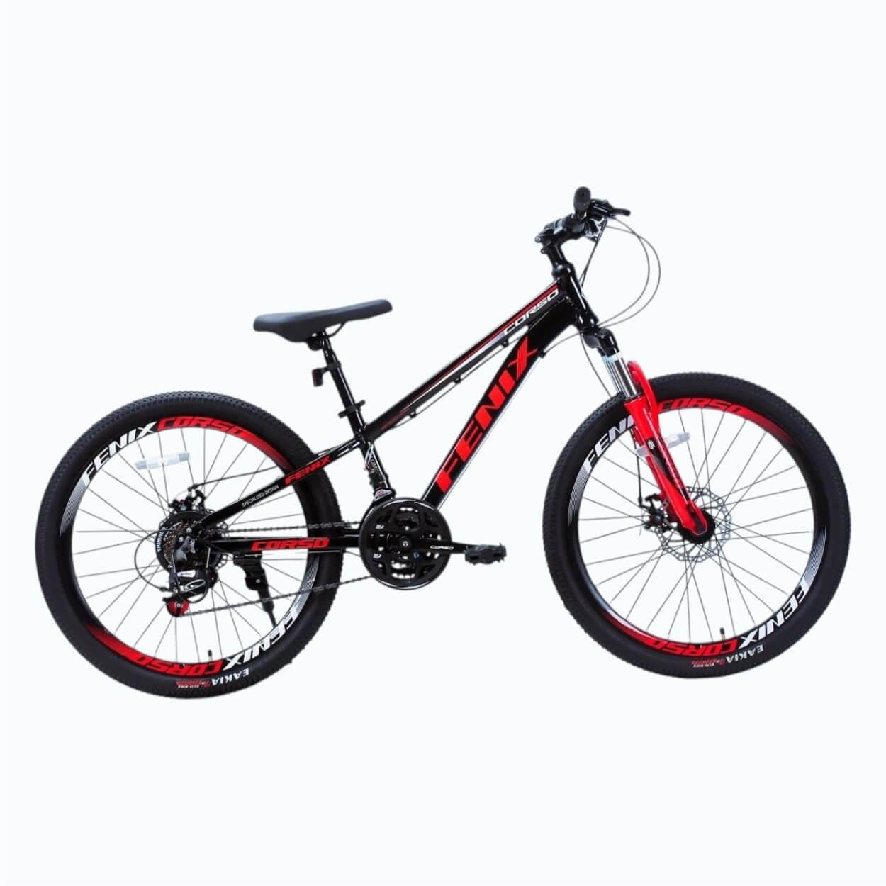Велосипед горный Corso Fenix 24" подростковый алюминиевый Черно-красный