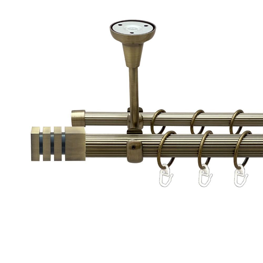 Карниз Orvit Акорда металевий дворядний відкритий до стелі рифлена труба кільце металеве 25/16 мм 240 см Антик (00-00025698)