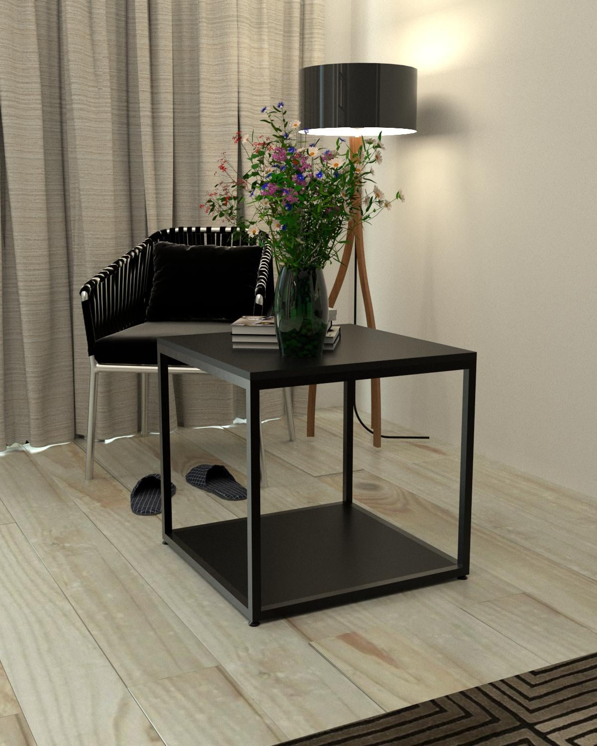 Журнальный столик EcoLoft Орсо DSP-1356-5 в стиле черный лофт (31918942)