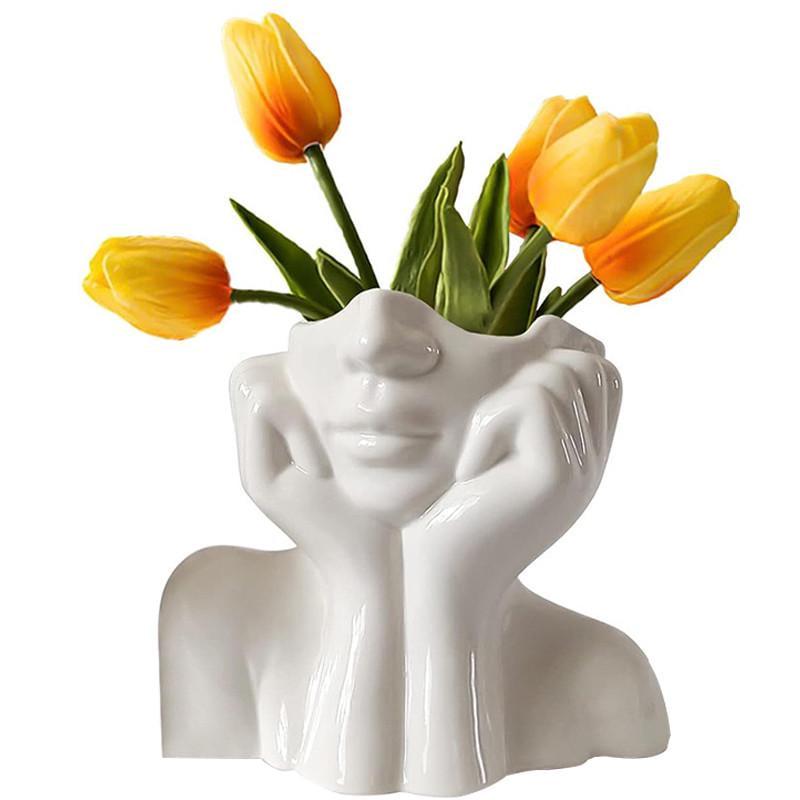 Ваза для цветов Lesko Леди керамическая 16х13,3х8,5 см (25714189)