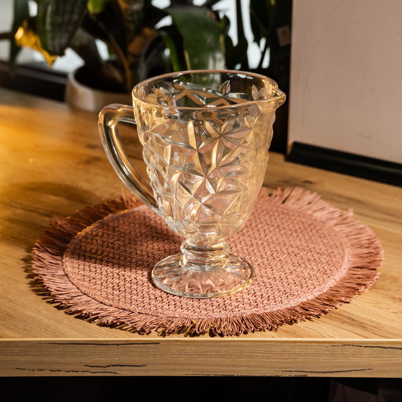 Кувшин стеклянный для компота ребристый фигурный 1,2 л (HP-19-163)