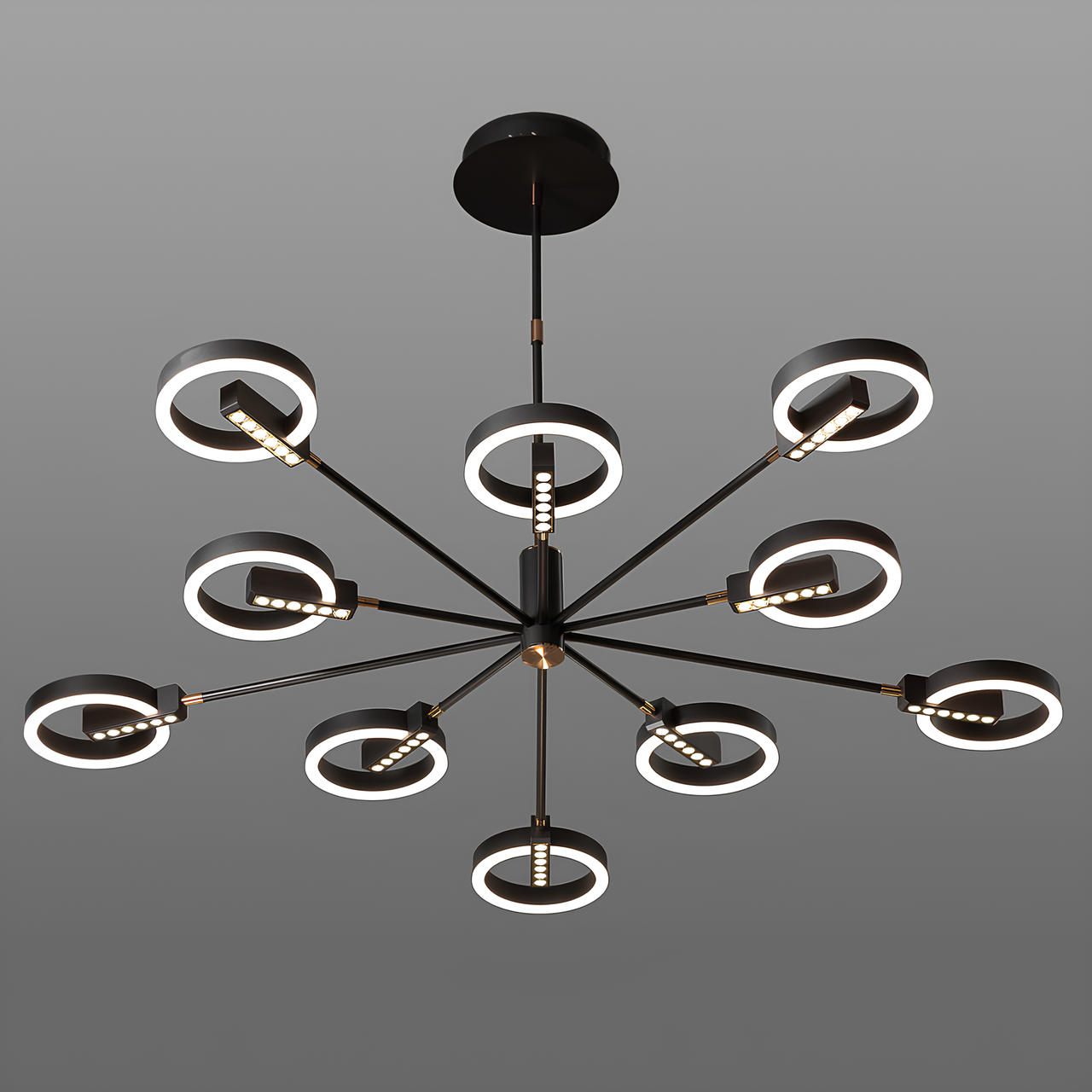 Люстра светодиодная Svet на 10 плафонов с пультом 90W 3000-6000К Графитовый (SL-6007/5+5 GR DIMMER)