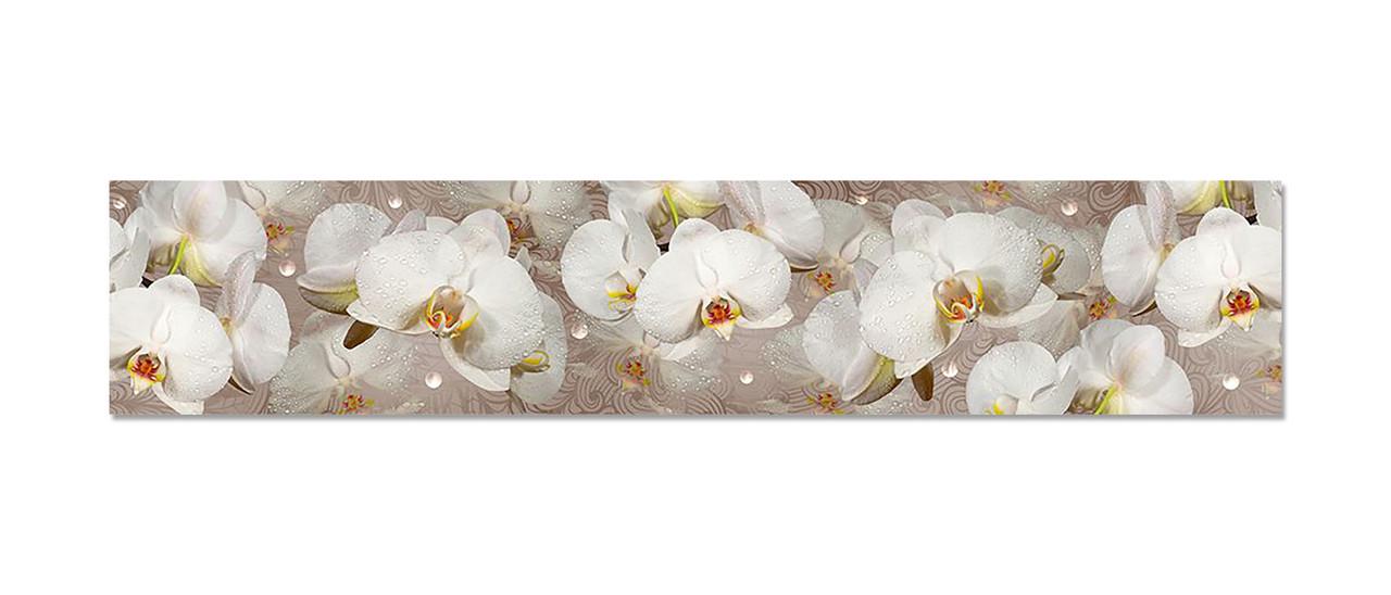 Наліпка вінілова на кухню Zatarga Орхідея і краплі роси 600х3000 мм Білий (1225528913)