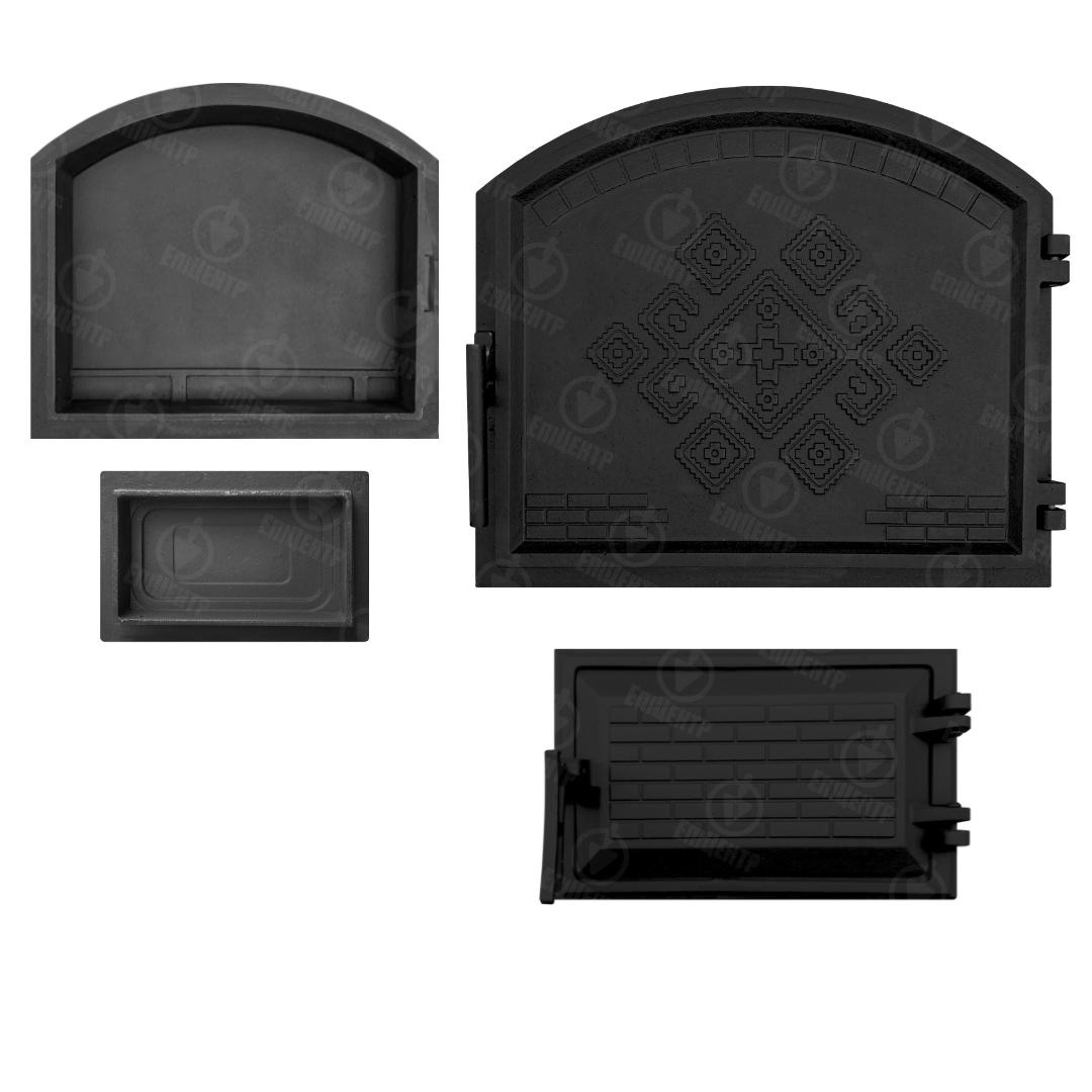 Комплект чавунних дверцят Замкова 490x420 мм/піддувальна Замкова 265x165 мм - фото 3