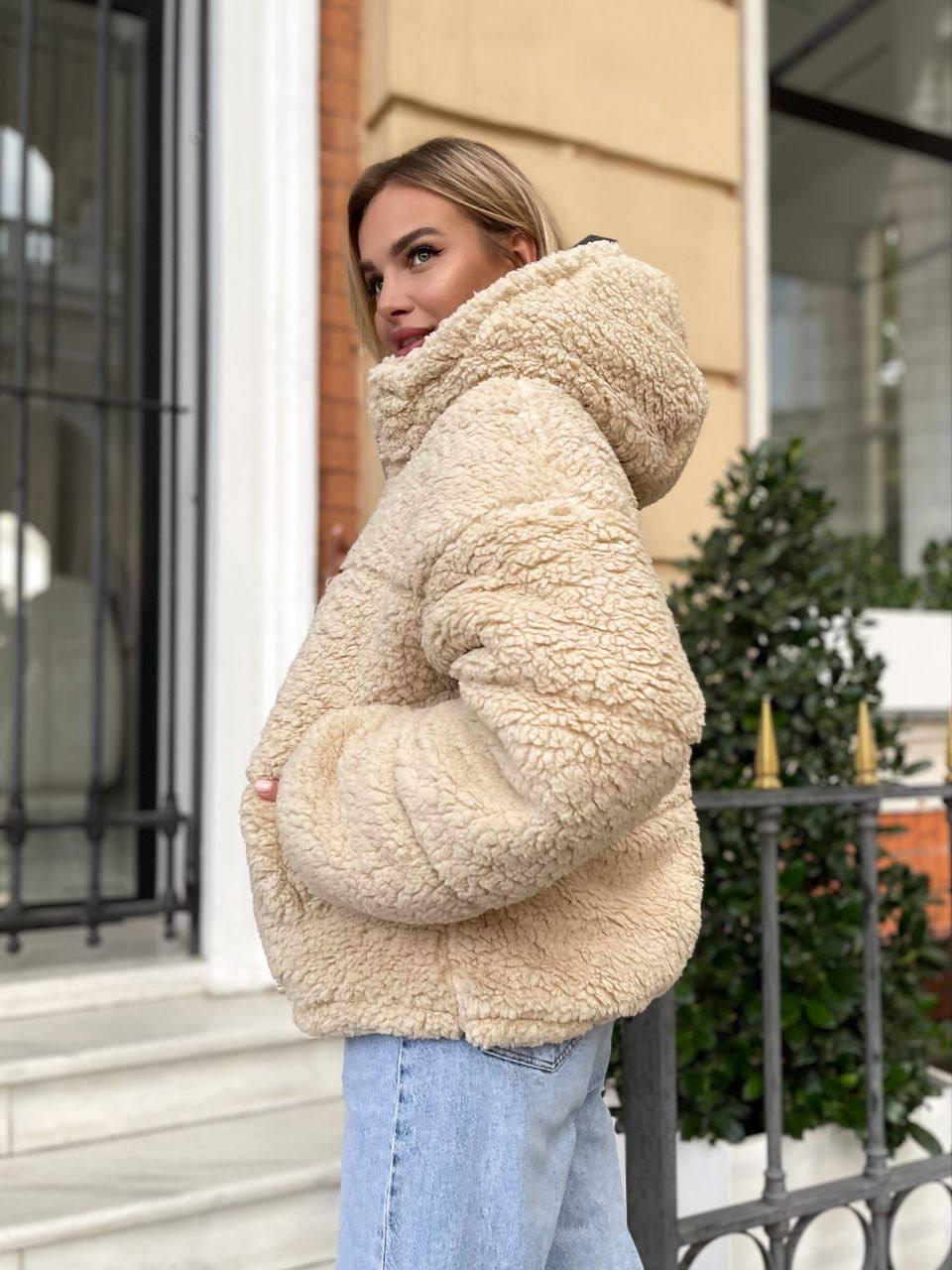 Куртка женская демисезонная Меховая Тедди XL-3XL Бежевый (OV-7144BE-XL-3XL) - фото 8 Куртка женская демисезонная Меховая Тедди XL-3XL Бежевый (OV-7144BE-XL-3XL) - фото 8