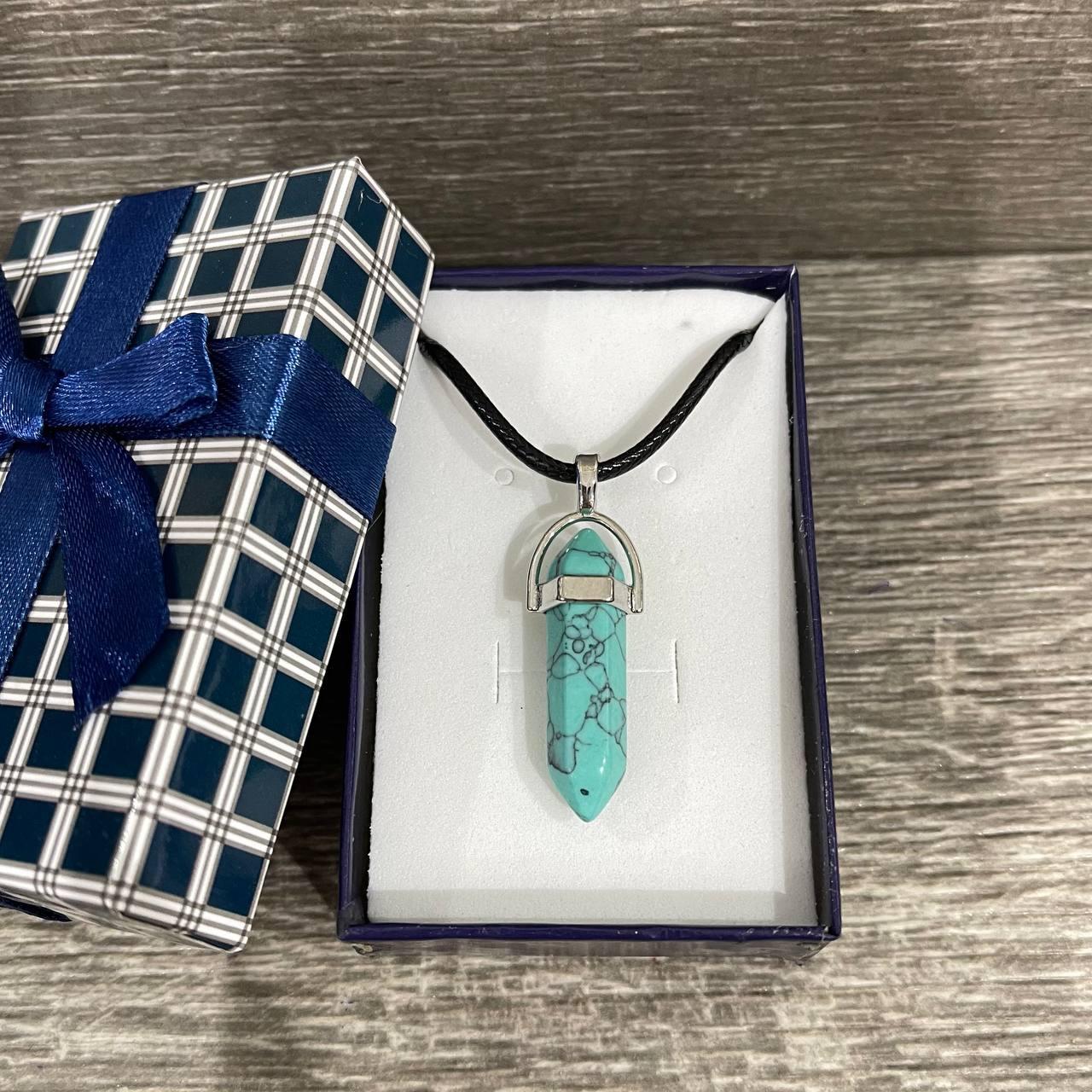 Кулон с натуральным камнем бирюза шестигранник 4 см на шнурке (74135519)