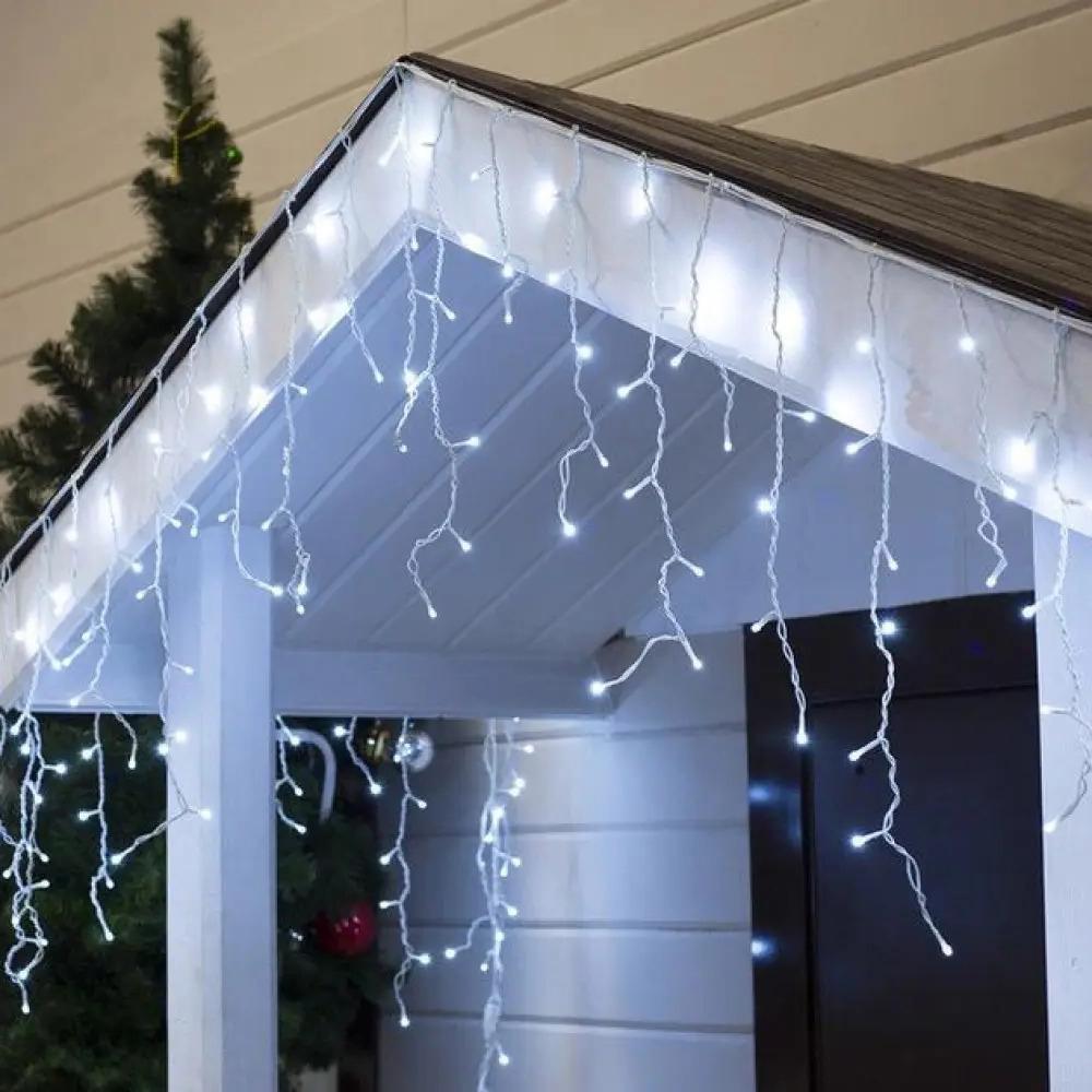 Гирлянда светодиодная бахрома 5 м 120 LED 220 В белый провод Белый
