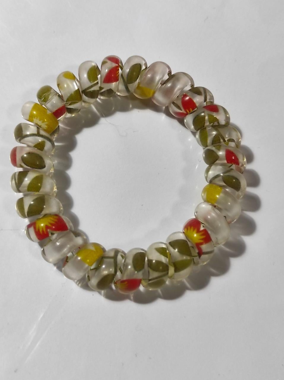 Резинка Спираль толстая цветочным рисунком 5,5 см Прозрачный с разноцветным (52-4-1783-ПР)