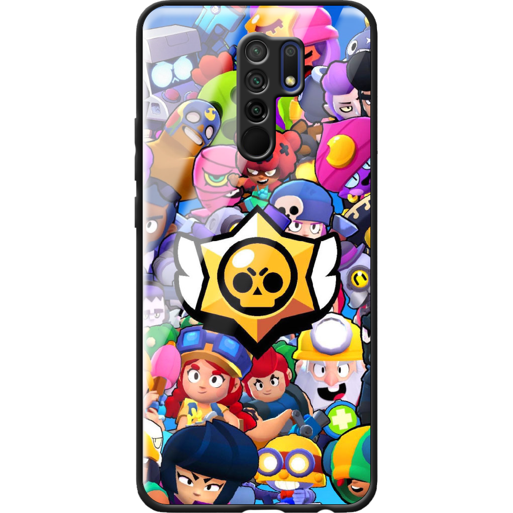 Чехол BoxFace Xiaomi Redmi 9 Brawl Stars Черный силикон со стеклом (40233-up2389-40865)