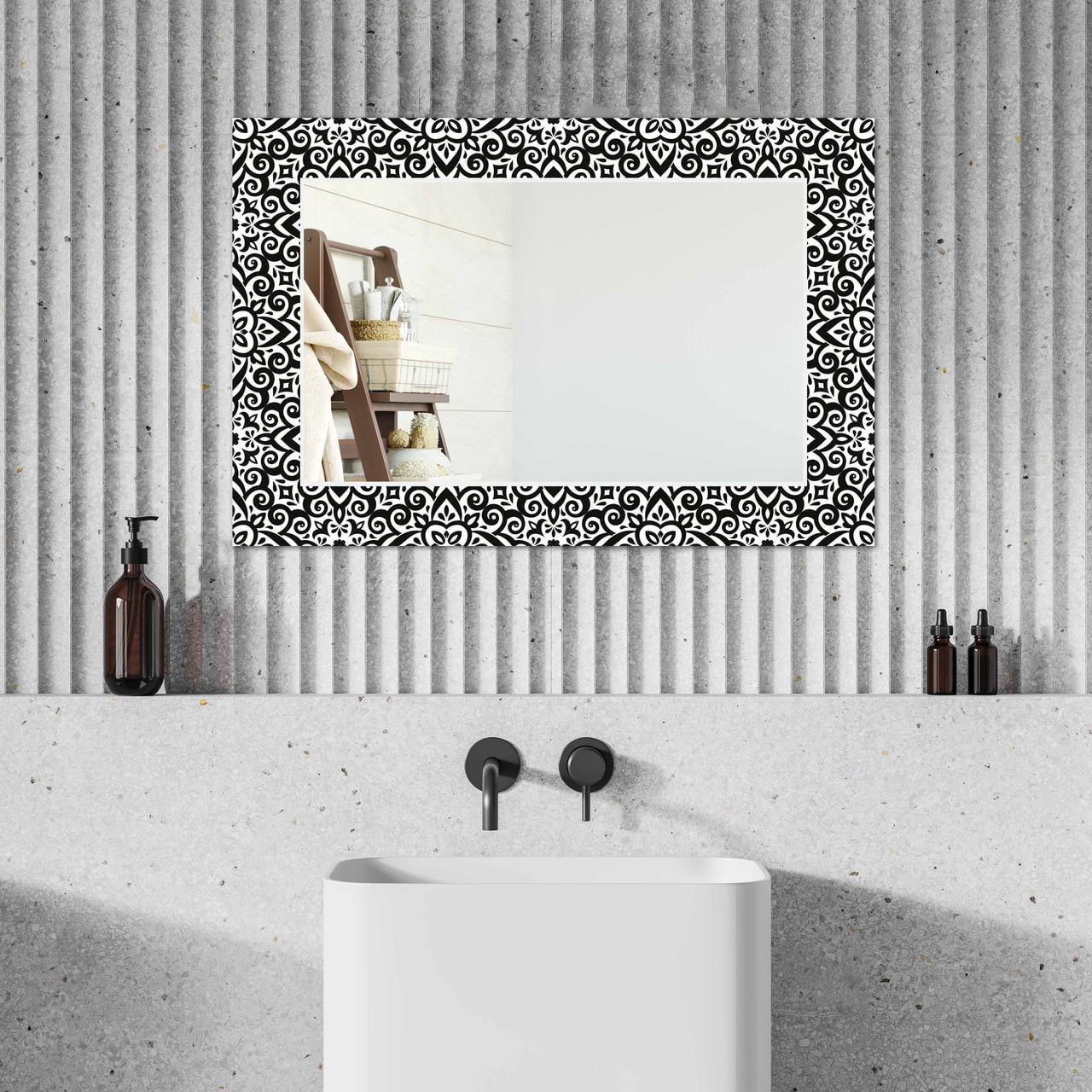 Зеркало на стену NovellaPrint с рисунком орнамента прямоугольное 110х70 см (2003.7)