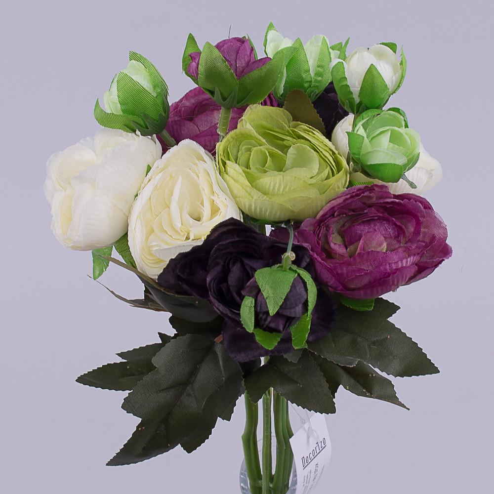 Искусственные цветы Букет ранункулюс чайный Фиолетово-кремовый (1562-1)