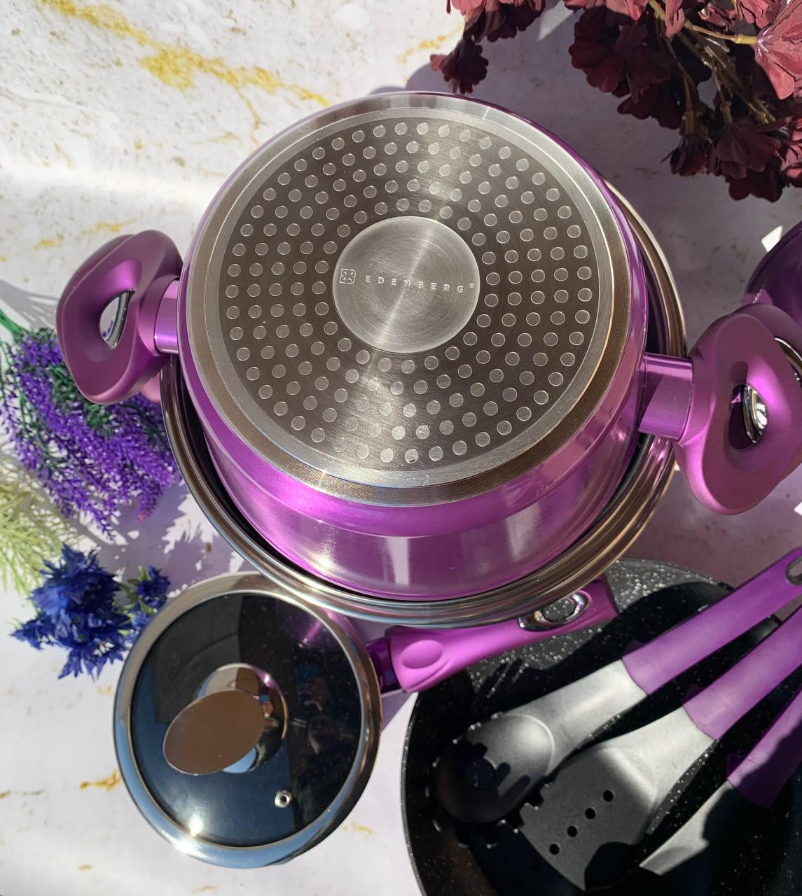 Набор кастрюль для индукционных плит с мраморным покрытием Edenberg EB-5627 15 пр. - фото 7