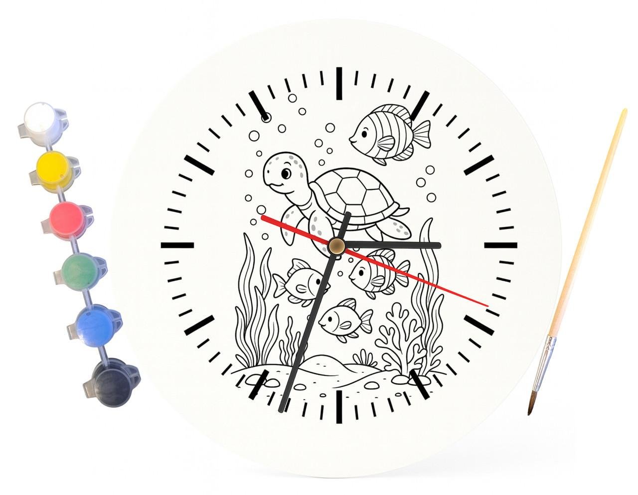 Детский набор для творчества часы раскраска Черепаха и рыбки 30 см (Г0049) - фото 4 Детский набор для творчества часы раскраска Черепаха и рыбки 30 см (Г0049) - фото 4