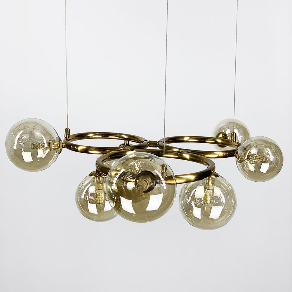 Люстра Gorizia на 7 бурштинових плафонів Латунь (sg 44/7 gd/am) - фото 2 Люстра Gorizia на 7 бурштинових плафонів Латунь (sg 44/7 gd/am) - фото 2