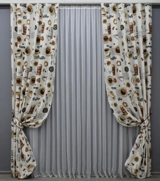 Комплект штор, фотошторы с принтом Coffee-House 1,5х2,75 м 2 шт. (1497ш)