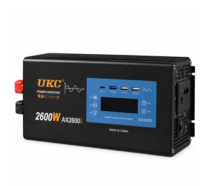 Преобразователь напряжения UKC 2600 Вт 12/220 В чистая синусоида 50 Гц 3 USB Type-C LCD (sp10483)