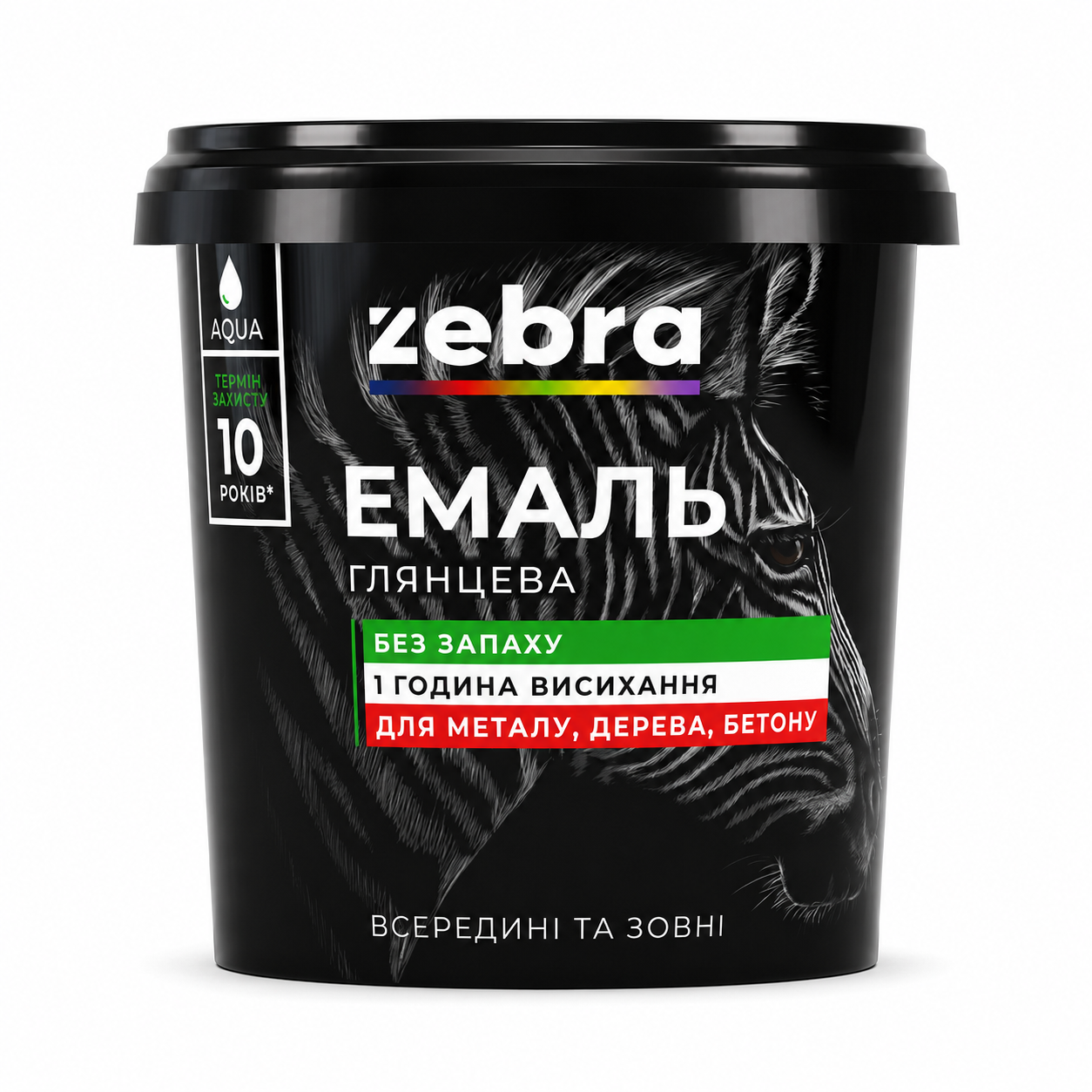 Эмаль акриловая для дерева и металла ZEBRA Aqua глянцевая 2 кг 88 Темно-коричневый RAL 8017 (3150871713)