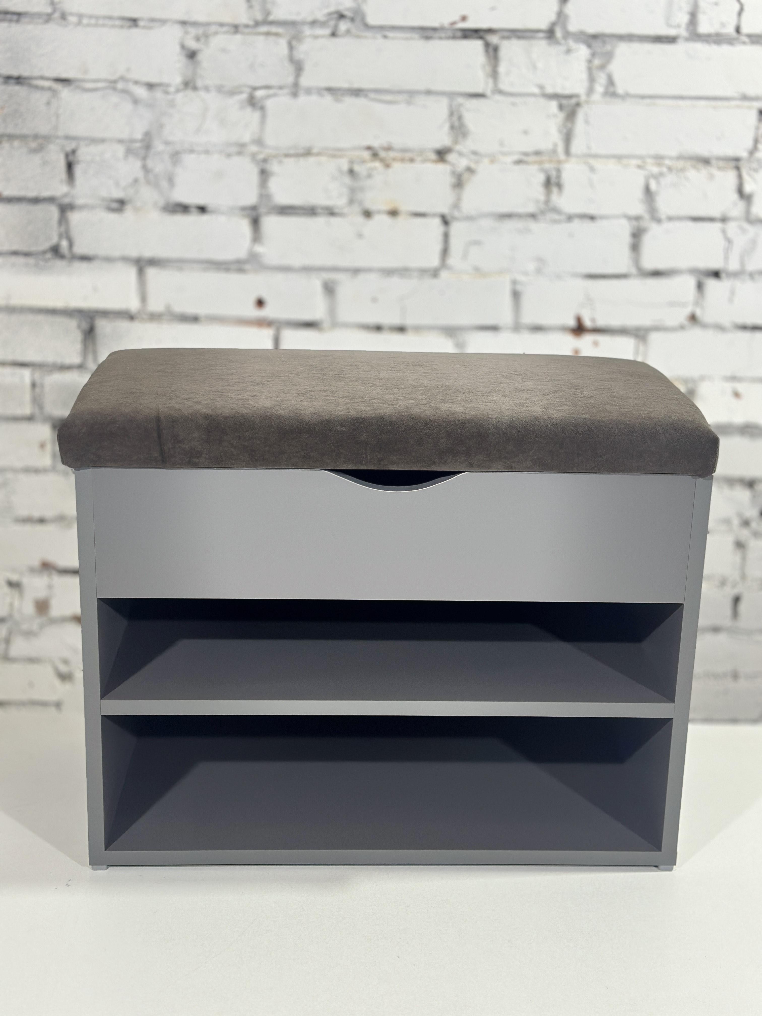 Тумба для обуви ДСП/ткань 30х60х45 см Графитовый/Шоколад - фото 2
