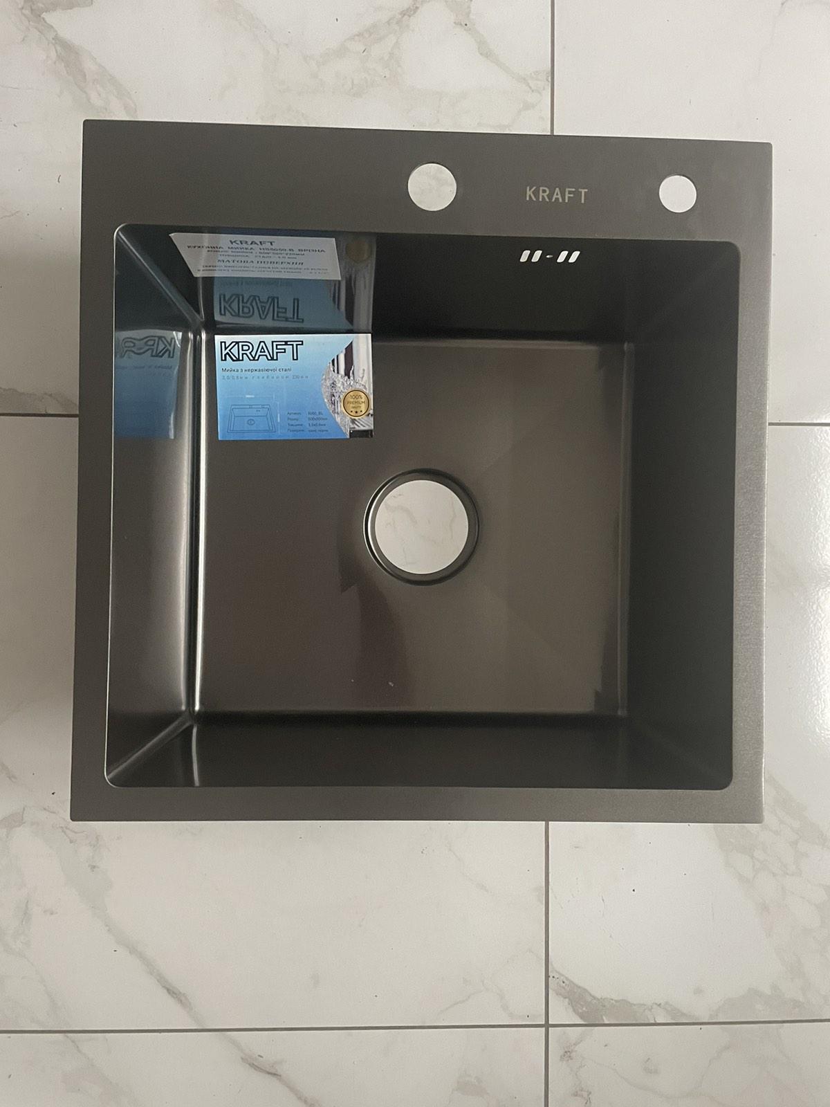 Мойка кухонная Kraft 5050 PVD Черный/смеситель для кухни Kraft из нержавеющей стали Черный - фото 10 Мойка кухонная Kraft 5050 PVD Черный/смеситель для кухни Kraft из нержавеющей стали Черный - фото 10