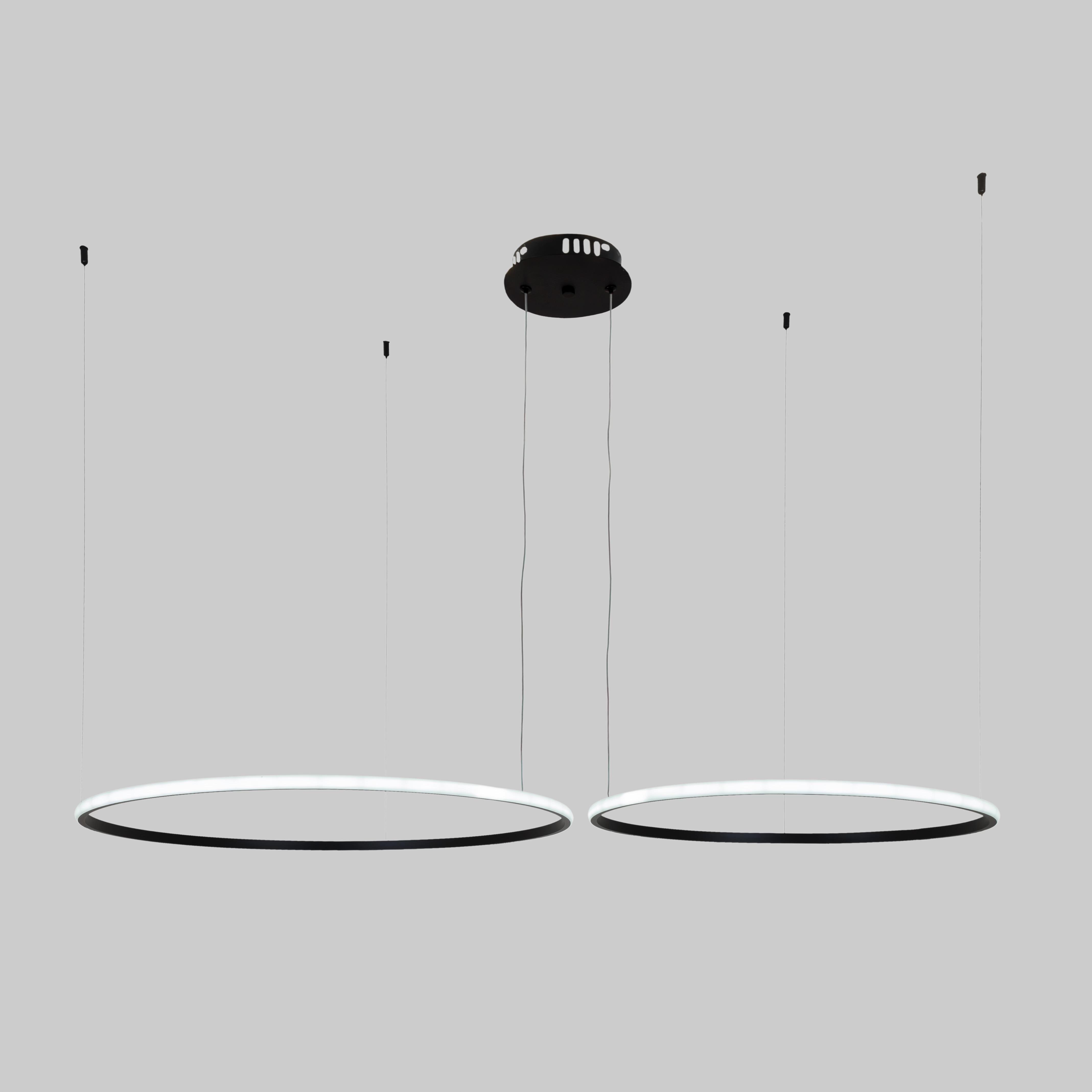 Люстра светодиодная Circle в виде двух колец 60/80 см Черный (52-9833-2B BLACK LED (600/800))