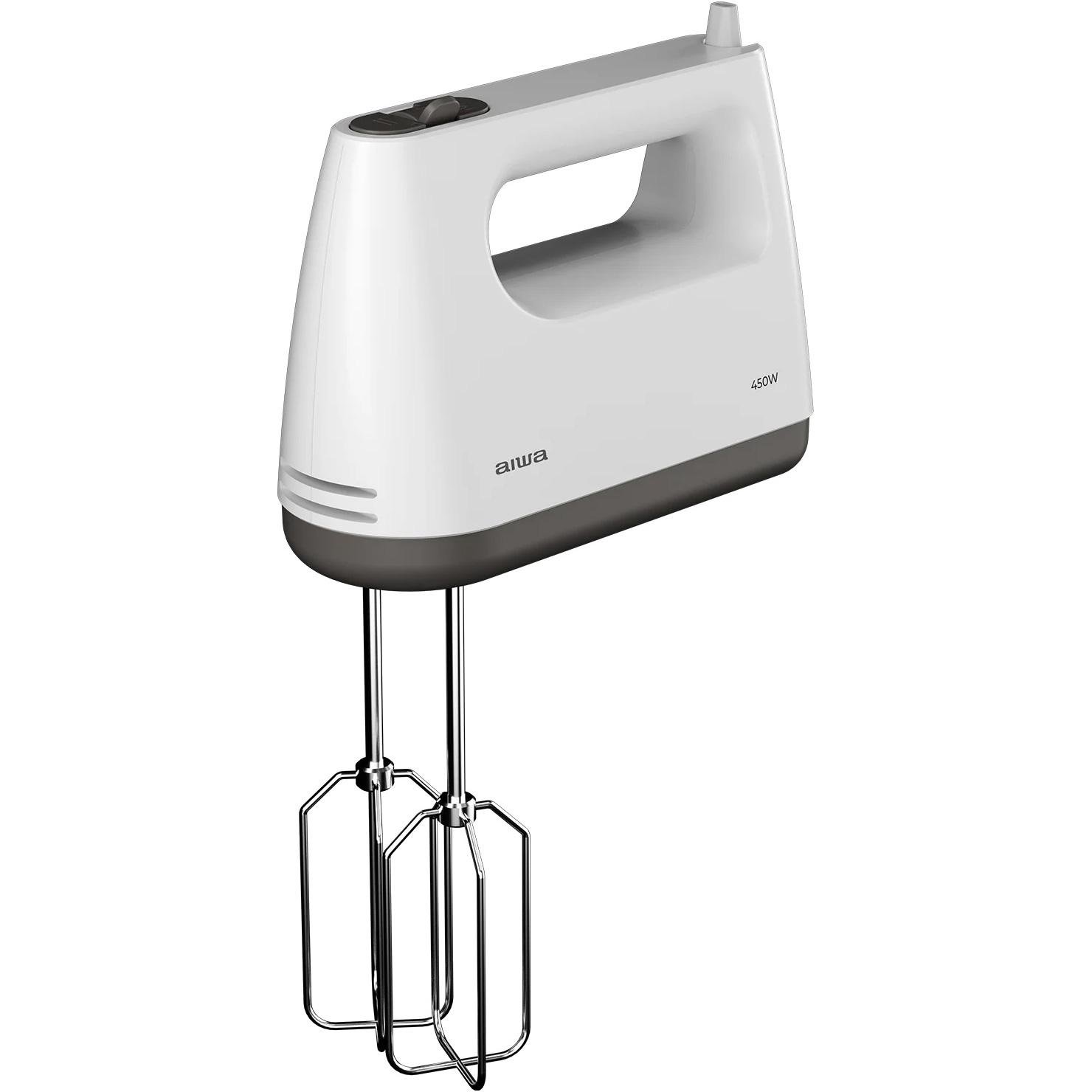 Миксер ручной AIWA TeSaberu AHX-600 5 скоростей TURBO с венчиками и крюками 450 Вт Белый (f61d2628)