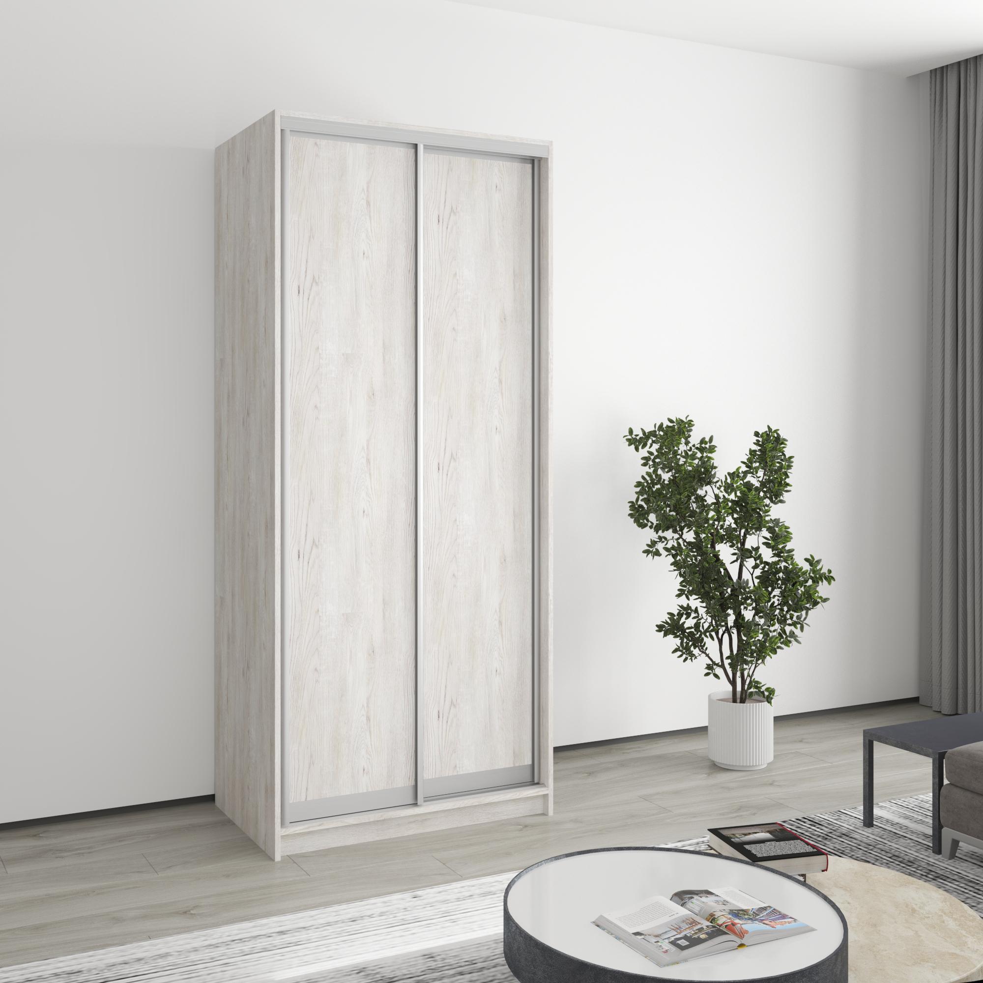 Шкаф-купе двухдверный MebelStar Уни AL 2 ДСП 90x60x210 см Аляска серый (MBS-2599) Шкаф-купе двухдверный MebelStar Уни AL 2 ДСП 90x60x210 см Аляска серый (MBS-2599)