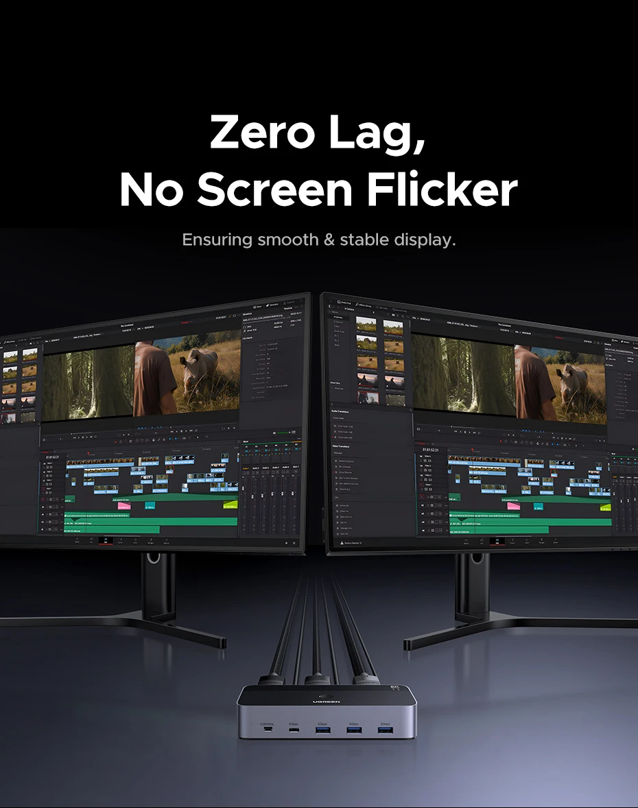 Комутатор UGREEN DP to DP 2in2 з можливістю спільного використання 2 ПК Black (55851) - фото 10